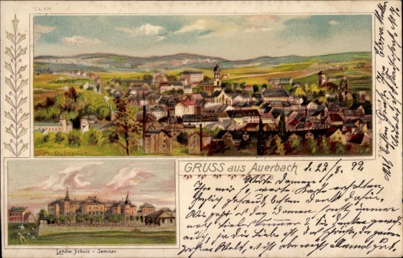 Kunstenaar Litho Dutzauer, Auerbach im Vogtland, landbouwschool, seminar, totaaloverzicht