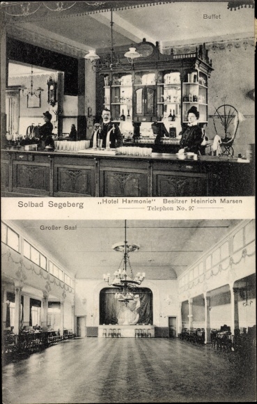 Ak Bad Segeberg in Schleswig Holstein, Hotel Harmonie, Buffet, Großer Saal