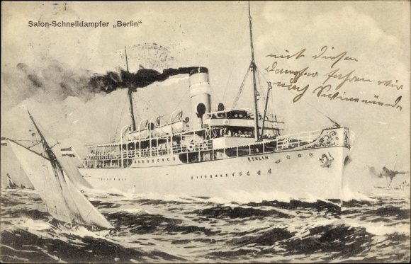 Ansichtkaart Swinemünder stoomschipfahrtsgesellschaft, Salon snelle stoomboot Berlin