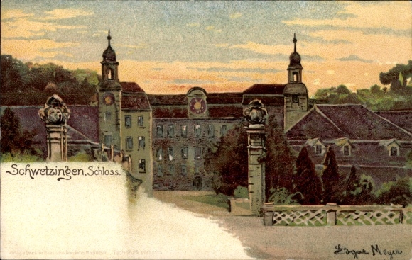 Postcard Schwetzingen in Baden, castle r castle building, beautiful landscape, Venus Temple