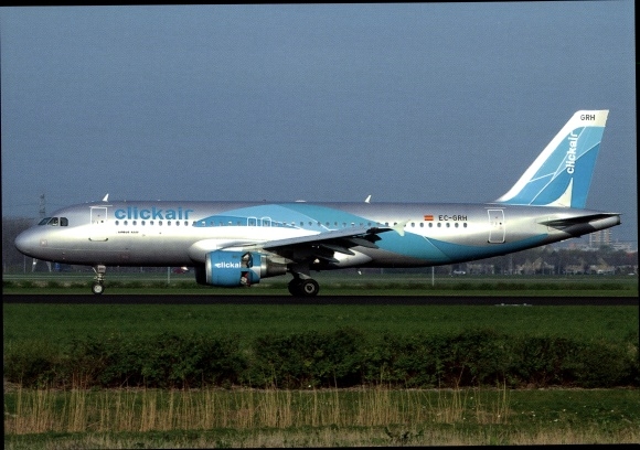 Postcard Spanish Passenger Aircraft, Click Air, Airbus A320-211