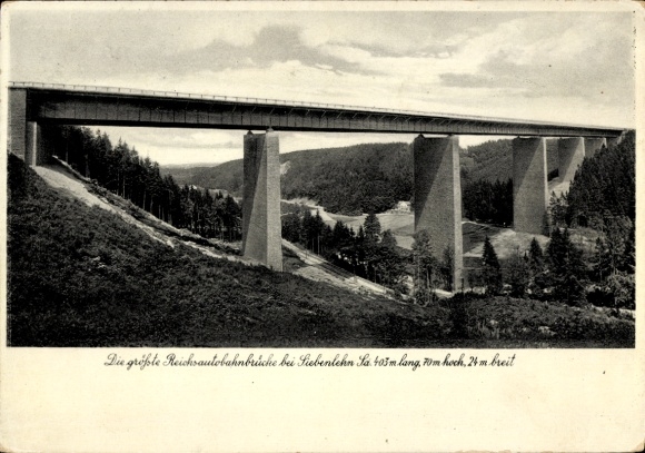 Ak Siebenlehn Großschirma in Sachsen, Reichsautobahnbrücke, 403m lang, 70m hoch, 24m breit