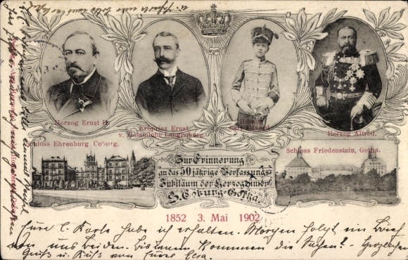 Postcard Gotha, Friedenstein Castle, Ehrenburg Castle, Duke Alfred, Ernst, Carl Eduard