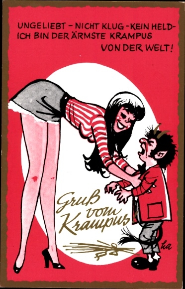 Artysta KP Krampus, Niekochany, nie mądry, nie bohater, brunetka w mini, nogi, piersi