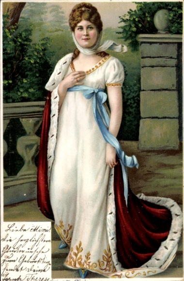 Litho Königin Luise von Mecklenburg-Strelitz, Luise von Preußen, Standportrait