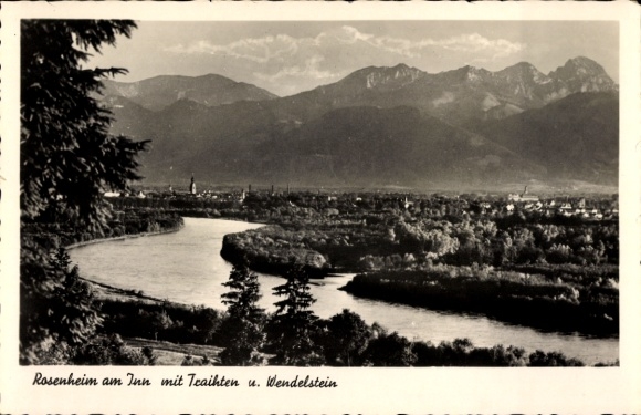 PC Lauterbach near Rosenheim Rohrdorf am Inn Upper Bavaria, local panorama with Traikten and Wendelstein