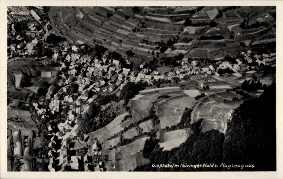 Postcard Gießübel in Thuringia, aerial photograph
