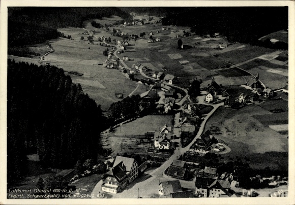 Postcard Waldachtal in the Black Forest, aerial photograph, Oberta, 600 m altitude, landscape, houses, streets