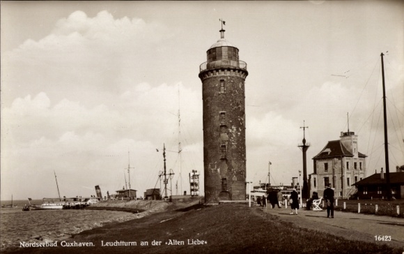 Postcard Cuxhaven in Lower Saxony, lighthouse at the Alte Liebe