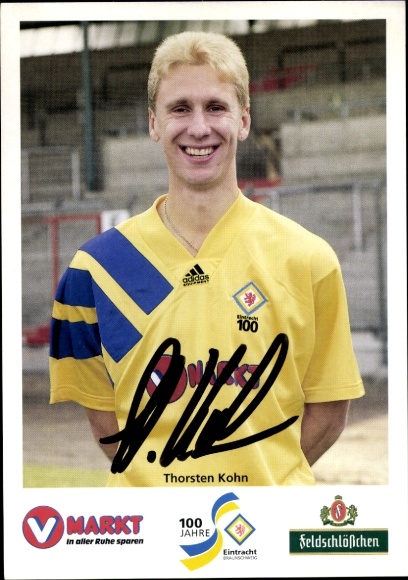 Autograph card footballer Thorsten Kohn, Eintracht Braunschweig, autograph