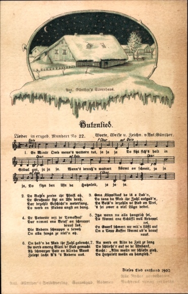 Song Postcard Günther, Anton, Erzgebirge dialect 22, Butznlied, Günther&#39;s parents&#39; house