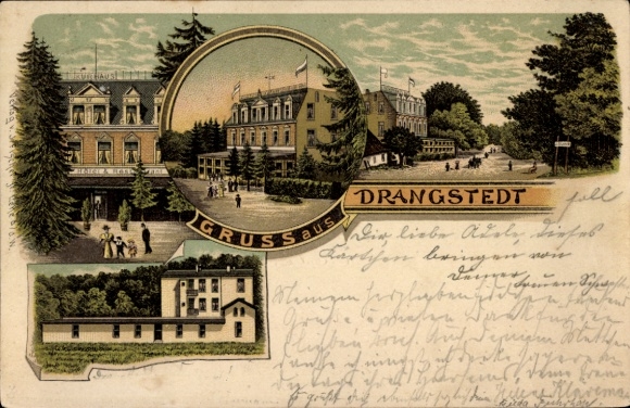 Chromo-Litho Drangstedt Geestland, town views, spa house