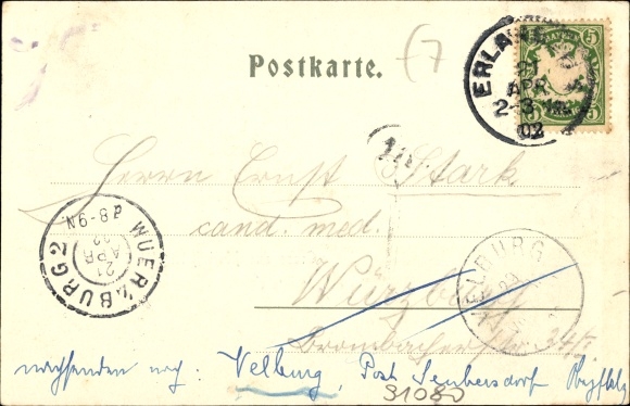 Ak Marloffstein in Midden-Franken, oude huizen met uitzicht op het kasteel