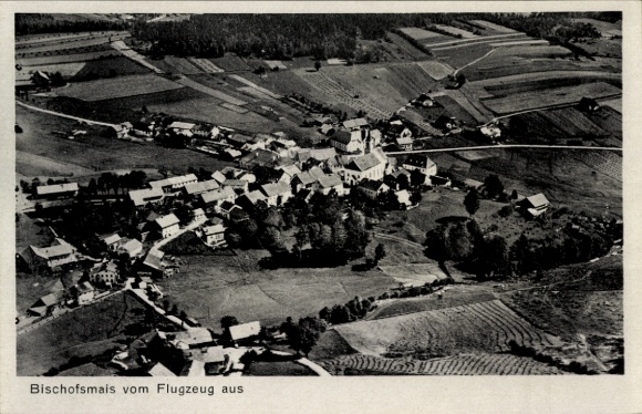 Postcard Bischofsmais in Lower Bavaria, aerial photograph