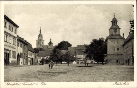 Postcard Bad Tennstedt Thuringia, sulphur bath, part of the market square