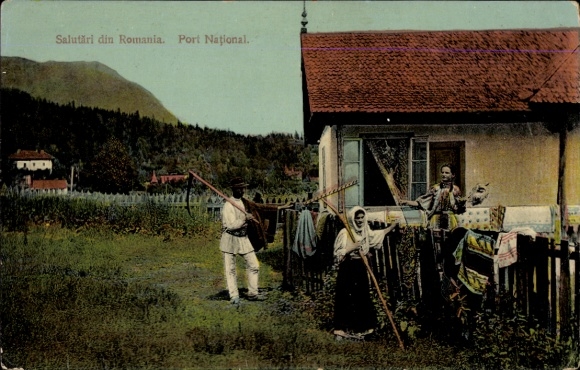 Postcard Romanian Folk Costume, Port National