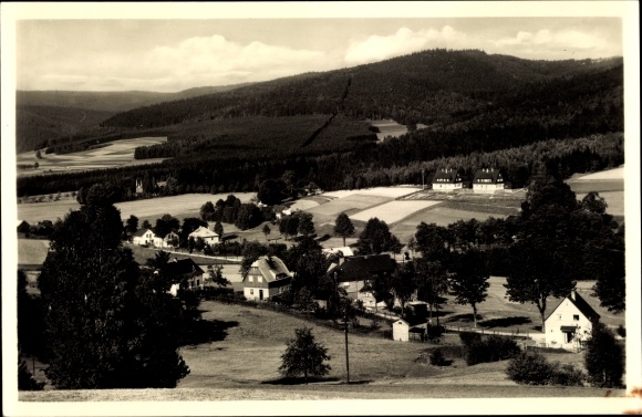 Postcard Eubabrunn Erlbach in the Vogtland, view of the town, forest, mountains