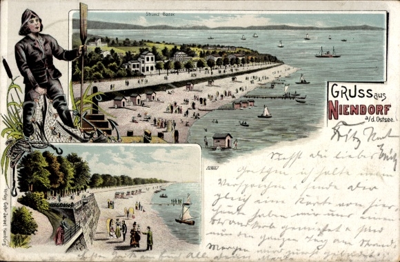 Litho Niendorf Timmendorfer Strand Ostholstein, Strandbasar, Urlaubsgäste, Fischer