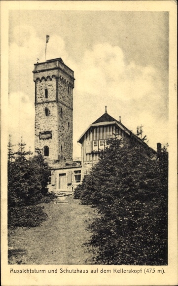 Ak Naurod Wiesbaden, Kellerskopf, Aussichtsturm, Schutzhaus