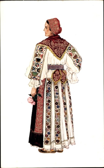 Artist Postcard Kirin, Vlaimir, Croatian folk costumes, Slavonia, Vinkovci
