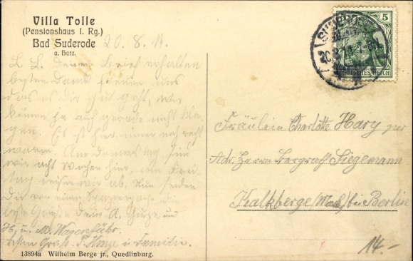 Postcard Bad Suderode Quedlinburg im Harz, Villa Tolle