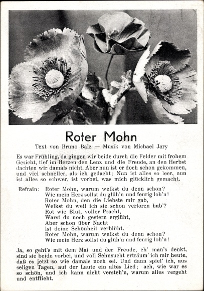 Song Postcard Roter Mohn, It was spring, we both walked through the fields...