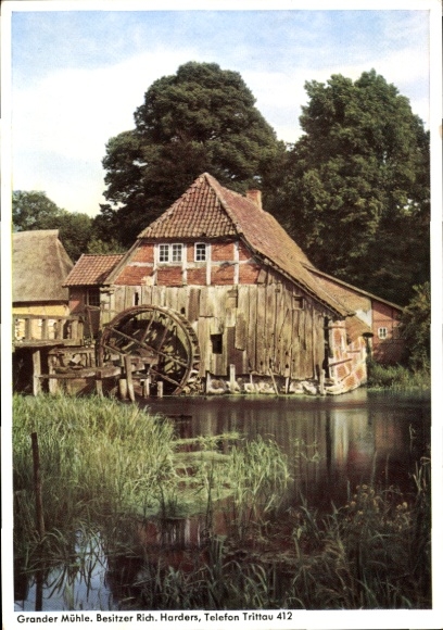 Ak Rotenbek Kuddewörde in Lauenburg, Grander Mill, Historische Molen, Waterrad, Natuur, mooiste