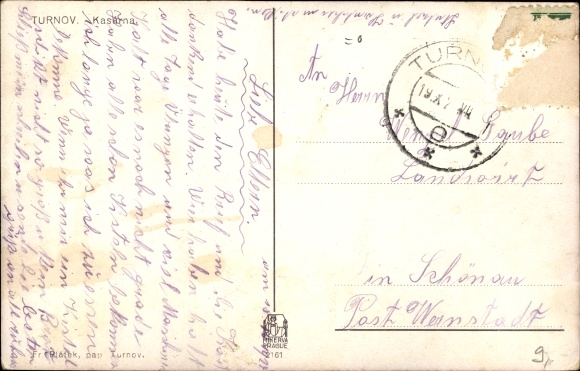 Postcard Turnov Turnau Reg. Reichenberg, barracks, street section