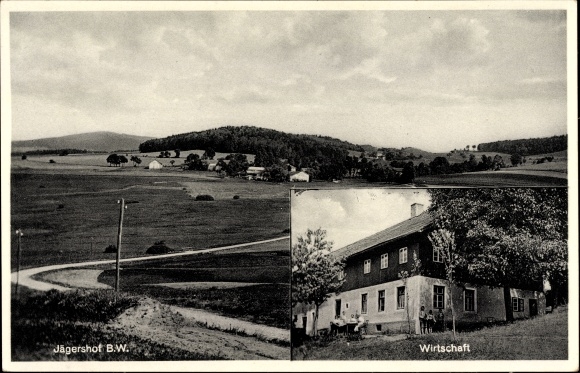 Ak Neukirchen beim Heiligen Blut Oberpfalz, Wirtschaft, Jägershof, Panorama vom Ort