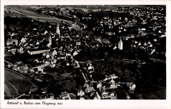 Postcard Rottweil am Neckar, aerial photograph