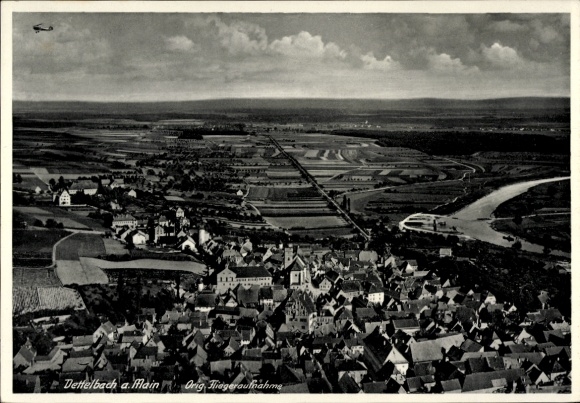 Postcard Dettelbach am Main Lower Franconia, aerial photograph