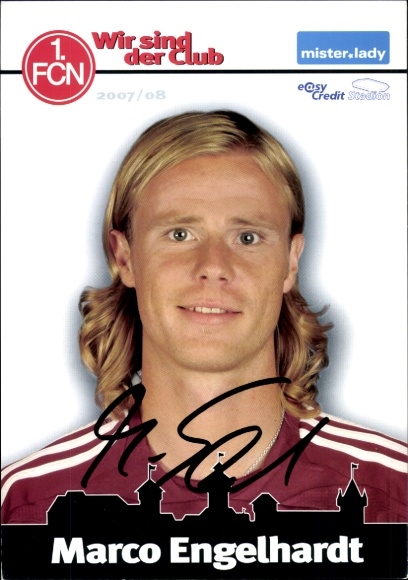 Autograph card footballer Marco Engelhardt, 1. FC Nuremberg, autograph
