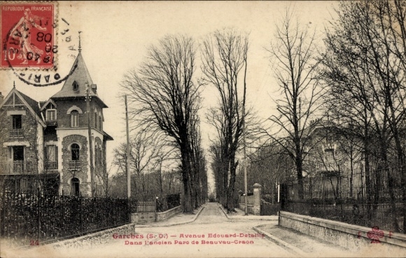Postcard Garches Hauts de Seine, Avenue Édouard Detaille, Parc de Beauvau-Craon