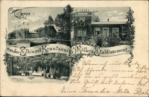 Postcard Krautsand Drochtersen in the district of Stade, Möllers establishment