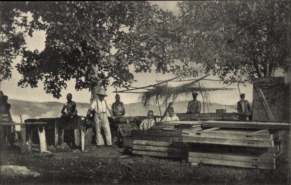 Postcard carpenter's workshop, craftsman, work