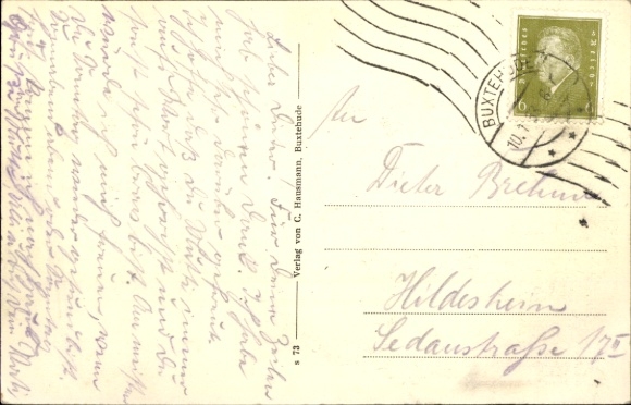 Artist Postcard Buxtehude in Lower Saxony, dog barking with tail, hedgehog with whistle