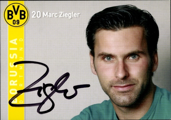 Autograph card footballer Marc Ziegler, BVB 09 Borussia Dortmund, autograph