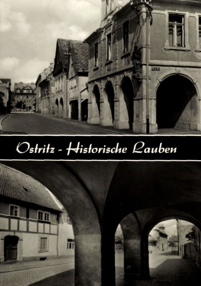 Ak Ostritz in der Oberlausitz, Historische Lauben