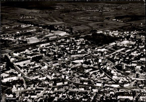 Postcard Bruchsal im Kraichgau, aerial view of cityscape, buildings, streets
