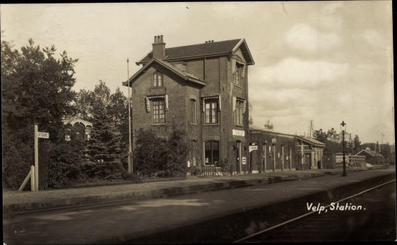 Postcard Velp Gelderland Netherlands, railway station