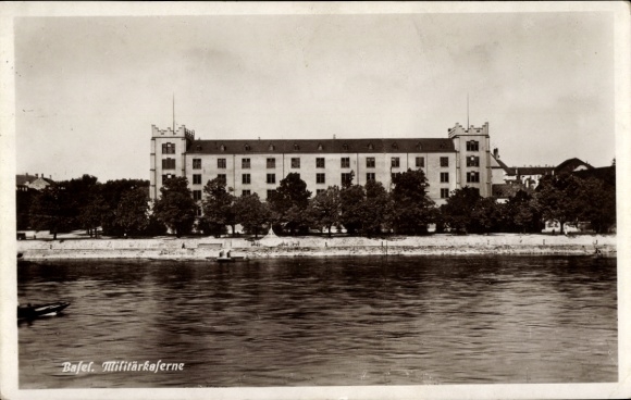 Postcard Basel City Switzerland, military barracks