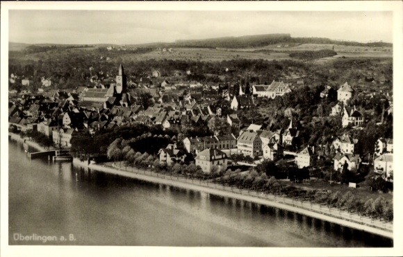 Postcard Überlingen on Lake Constance, aerial photograph