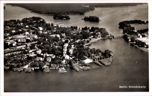 Postcard Berlin Köpenick Schmöckwitz, aerial photograph