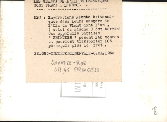 Zdjęcie latającej łodzi Saunders-Roe Princess SR45