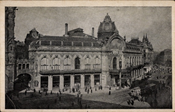 Ak Praha Prag Tschechien, Prager Repräsentationshaus,  Architektur, Menschen auf der Straße
