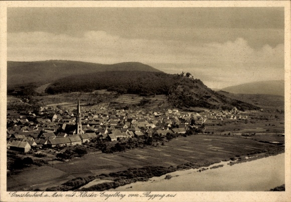 Postcard Großheubach am Main Lower Franconia, Engelberg Monastery, aerial photograph