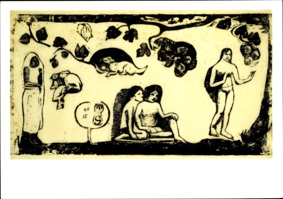 Künstler Ak Gauguin, Paul, Frauen, Tiere und Blattwerk, 1898
