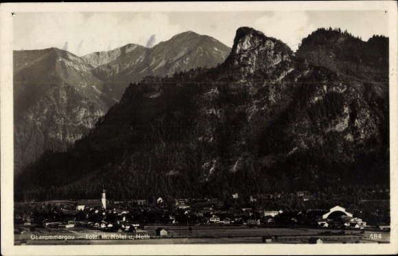 PC Oberammergau in Upper Bavaria, mountain landscape, hotel, 1930