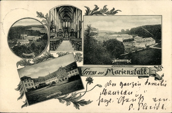 Postcard Streithausen in the Westerwald, Marienstatt Abbey