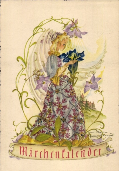 Artist PC Black Torinus, Anna, fairy tale calendar, Thumbelina, bell flowers